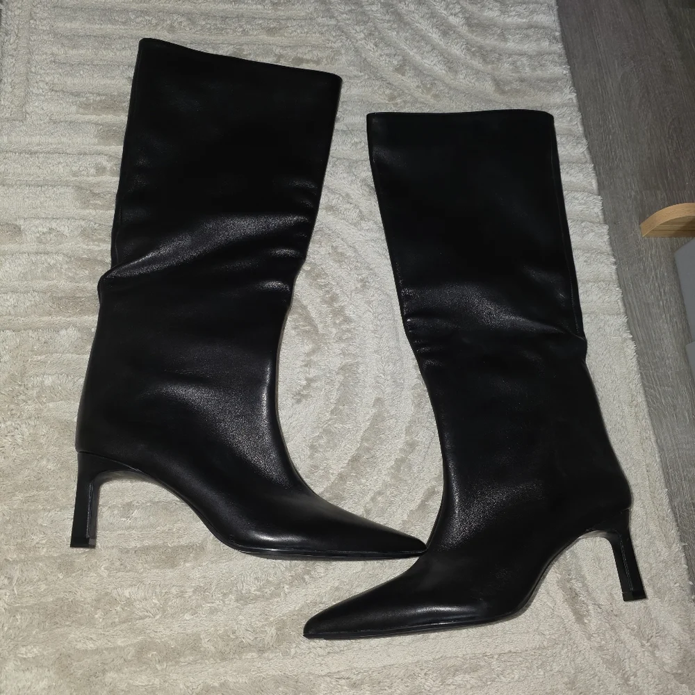 ZARA Genuine Leather Heeled Boots – Size 7.5 (EU 38) – New - Picture 3 of 5